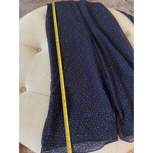 Fame & Partners Dotted Jumpsuit V-Neck Black/Blue Long Sleeve Wide Leg Size 2 - Picture 9 of 11